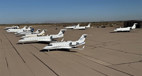 View of planes at Marana Regional Airport
