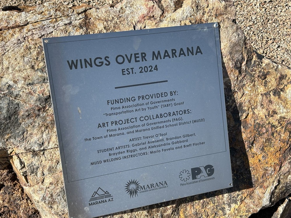 Wings Over Marana public art plaque