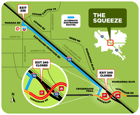 I-10 eastbound ramp closure with updated detour
