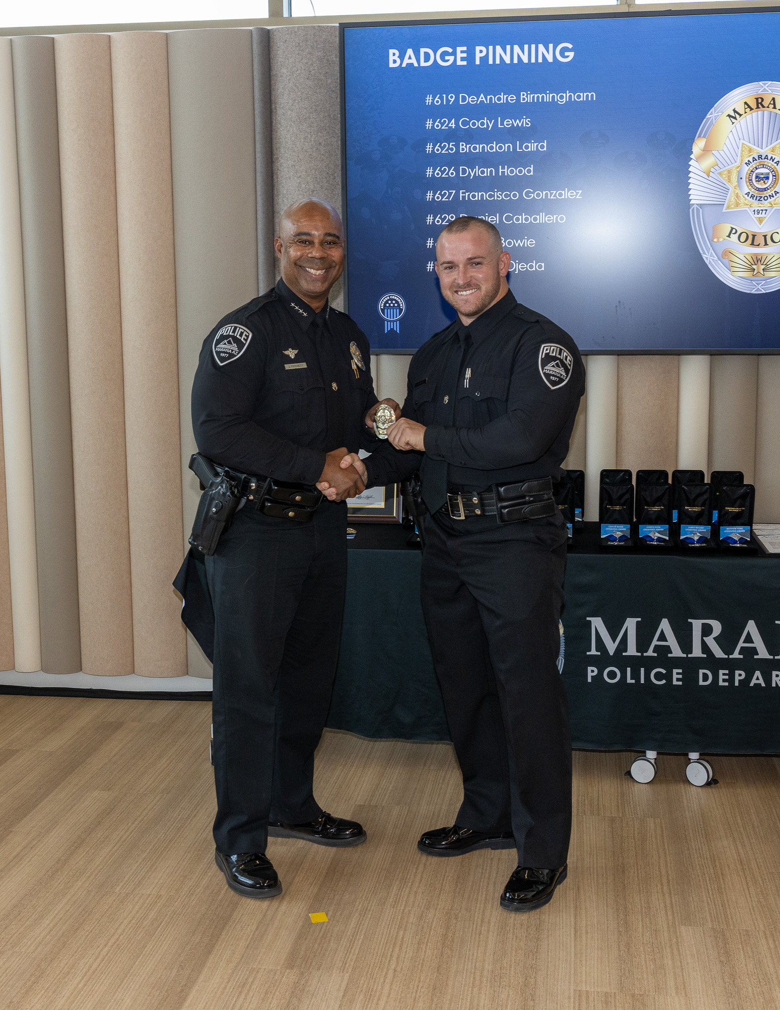 Chief Pridgett with Officer Brandon Laird