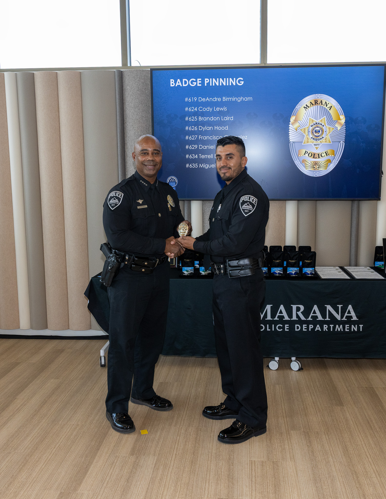 Chief Pridgett with Officer Francisco Gonzalez