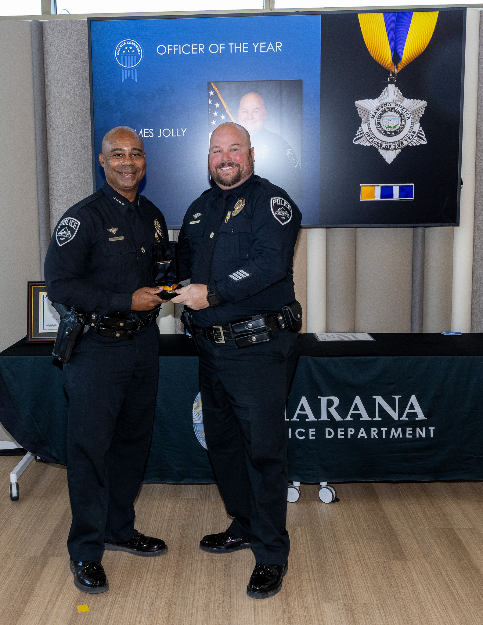 Chief Pridgett with Officer James Jolly