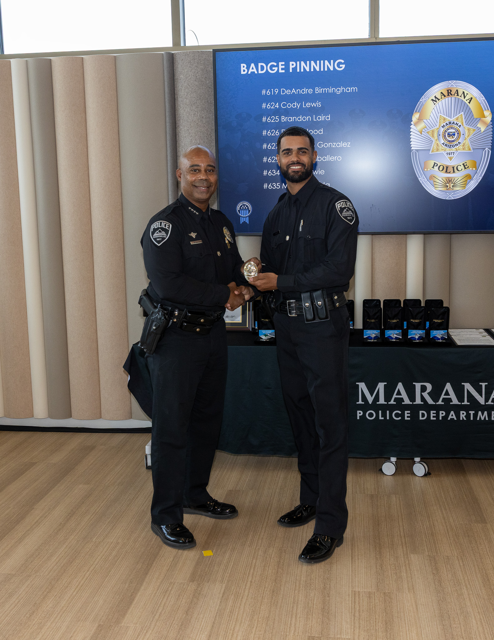 Chief Pridgett with Officer Terrell Bowie