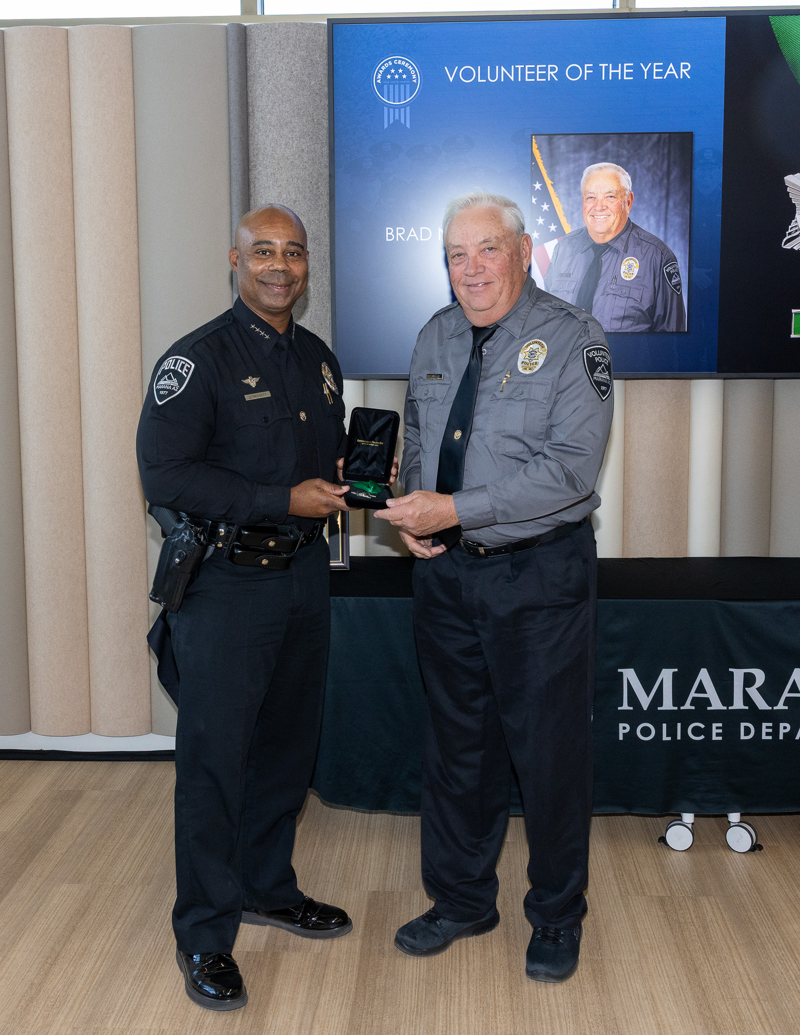 Chief Pridgett with Volunteer Brad Nelson