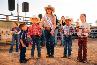 Rodeo Royalty with mutton bustin' winners