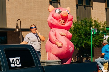 Inflatable pig on Sundowners float