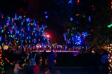 View of lights from the side of the stage