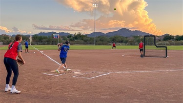 First responders play softball during National Night Out