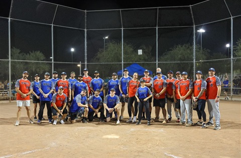 Marana Police Department and Northwest Fire District teams pose during National Night Out
