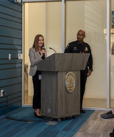 Town Clerk Jill McCleary with Chief Pridgett