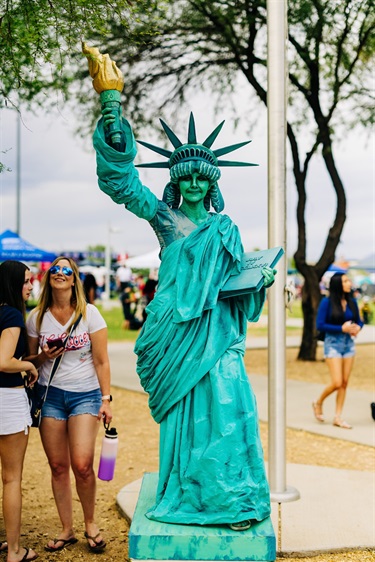 Statue of Liberty performer at event