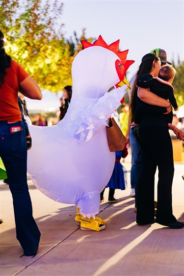 Giant Chicken during treat trail