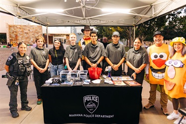 Marana Police Department booth with Mr & Mrs Potato Head
